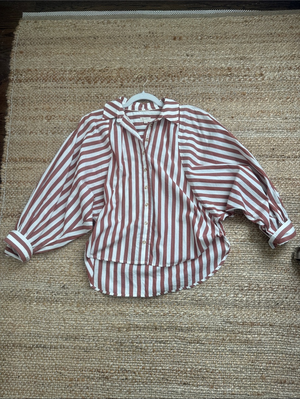 Pilcro Rust and White Striped Button-Down Kids Shirt
